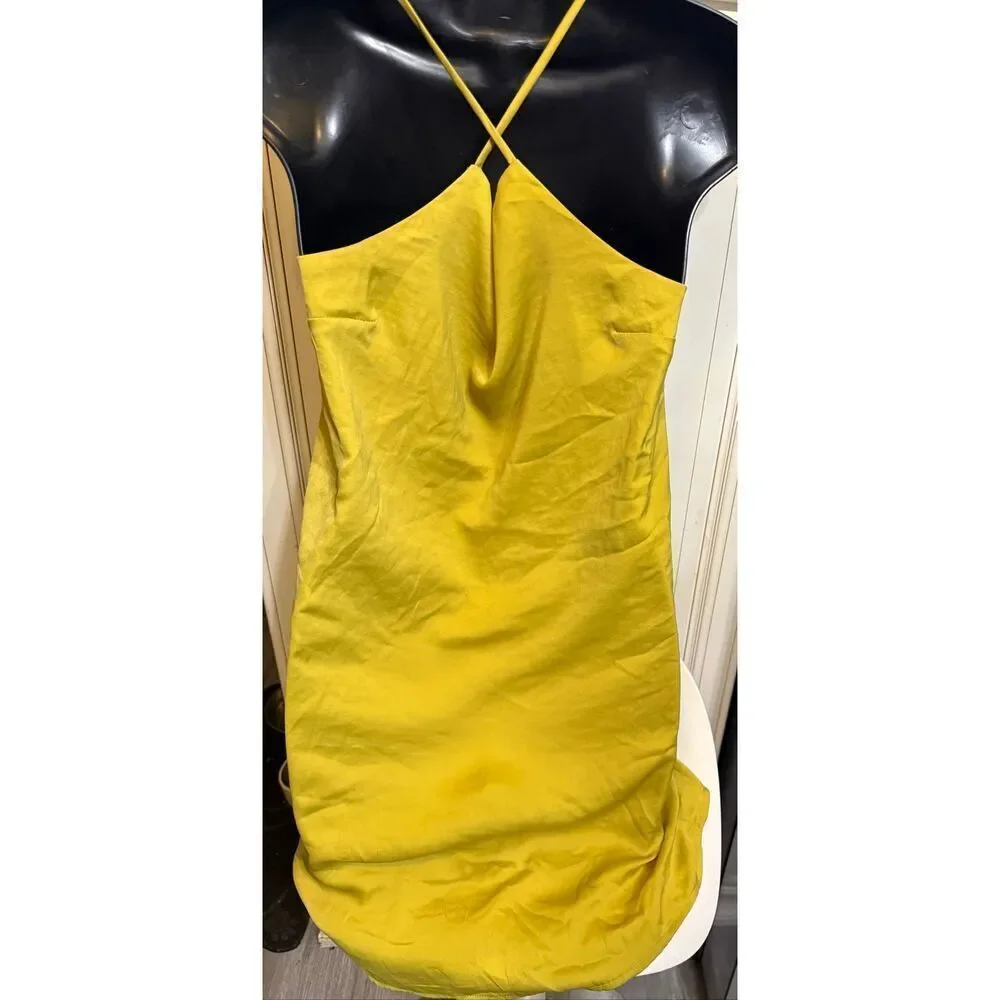 Forever 21 Contemporary Women's Halter Cross Back Cami Slip Dress Mustard Small
